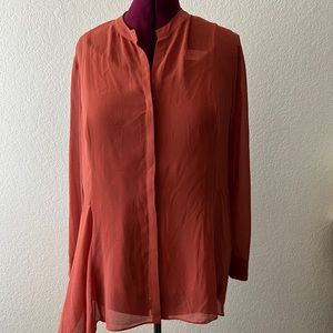 Soft Surroundings Burnt Orange Sheer Blouse with Camisole
